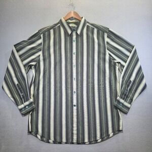 Indigo Palms Men's Green Stripe Long Sleeve Button‎ Up Shirt Size XL